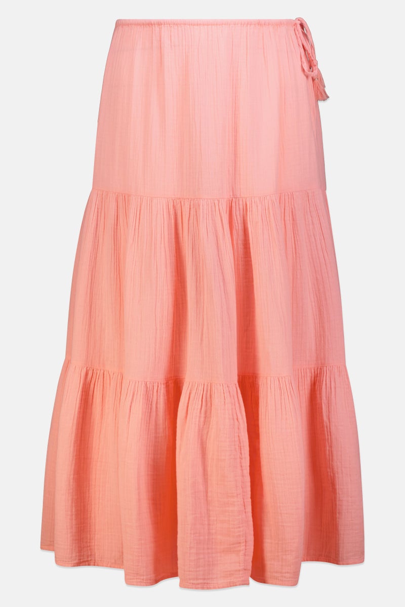 promod Women Textured Maxi Skirt, Pink - Image 2